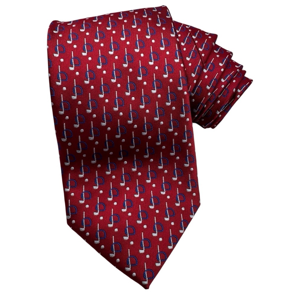 Franco Ferraro Milano Red Golf Theme Tie 100% Microfiber